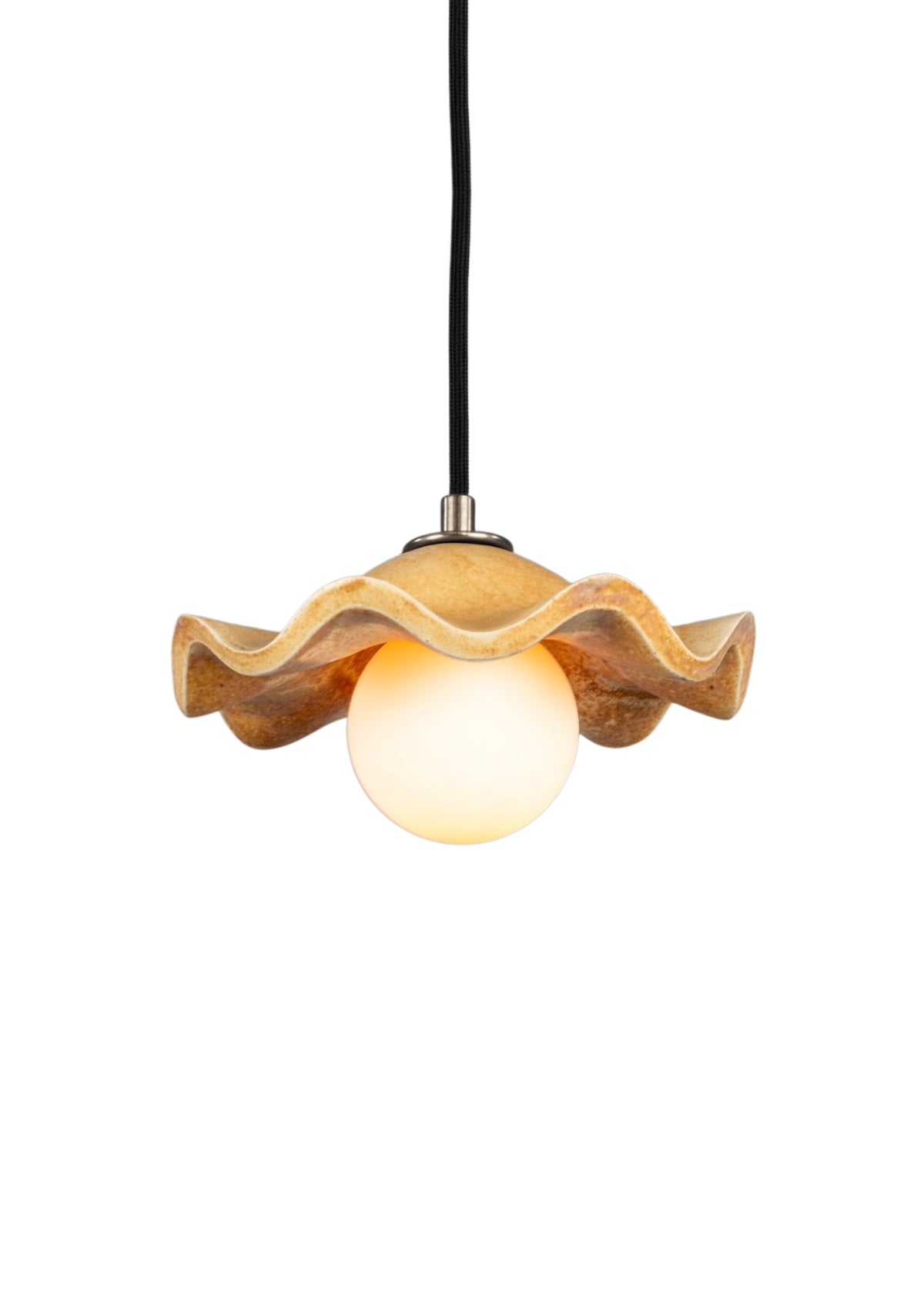 Rivale Pendant Light with Wavy Ceramic Shade, Oatstone