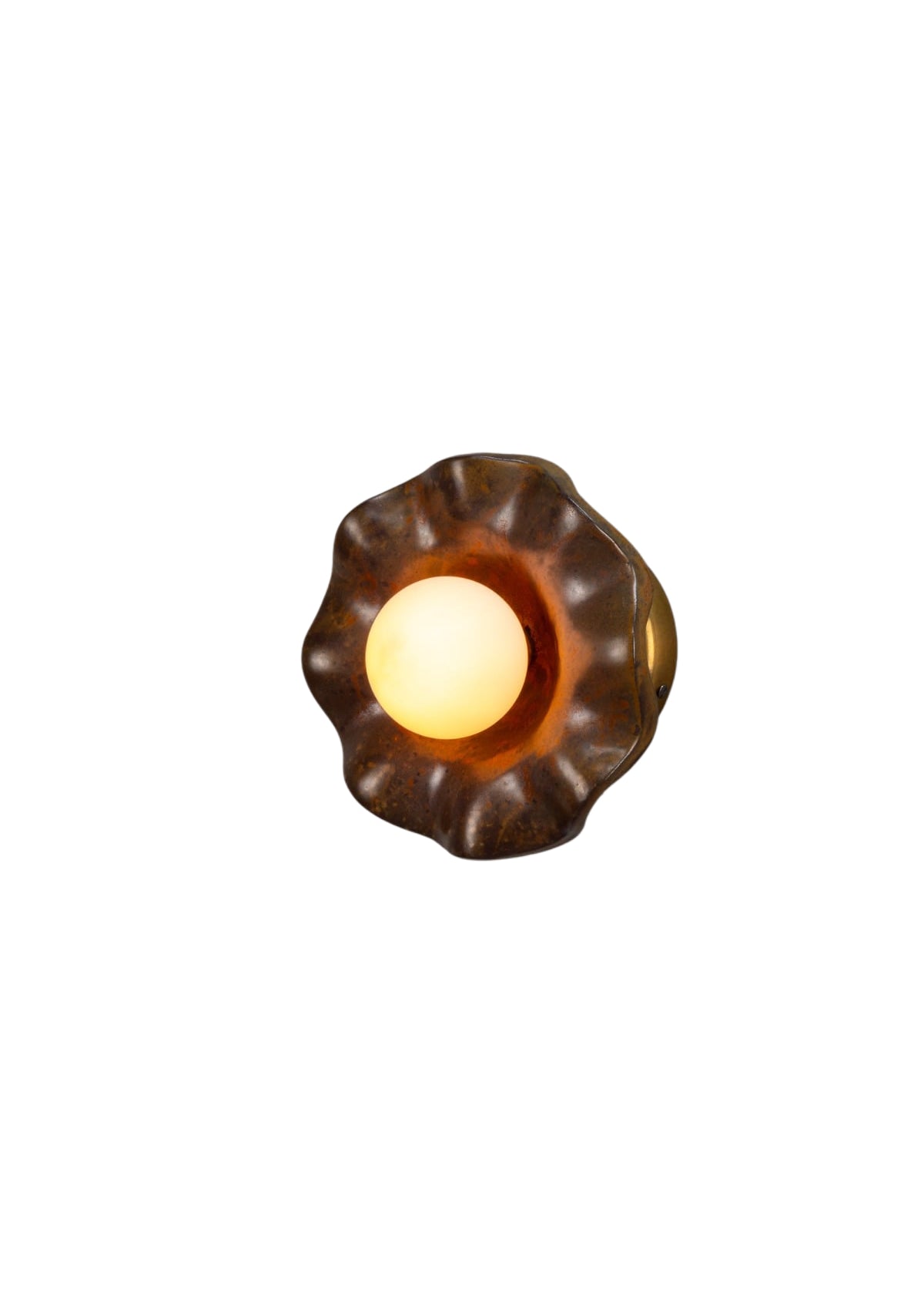 Rivale Wall Sconce with Wavy Ceramic Shade, Rust Iron
