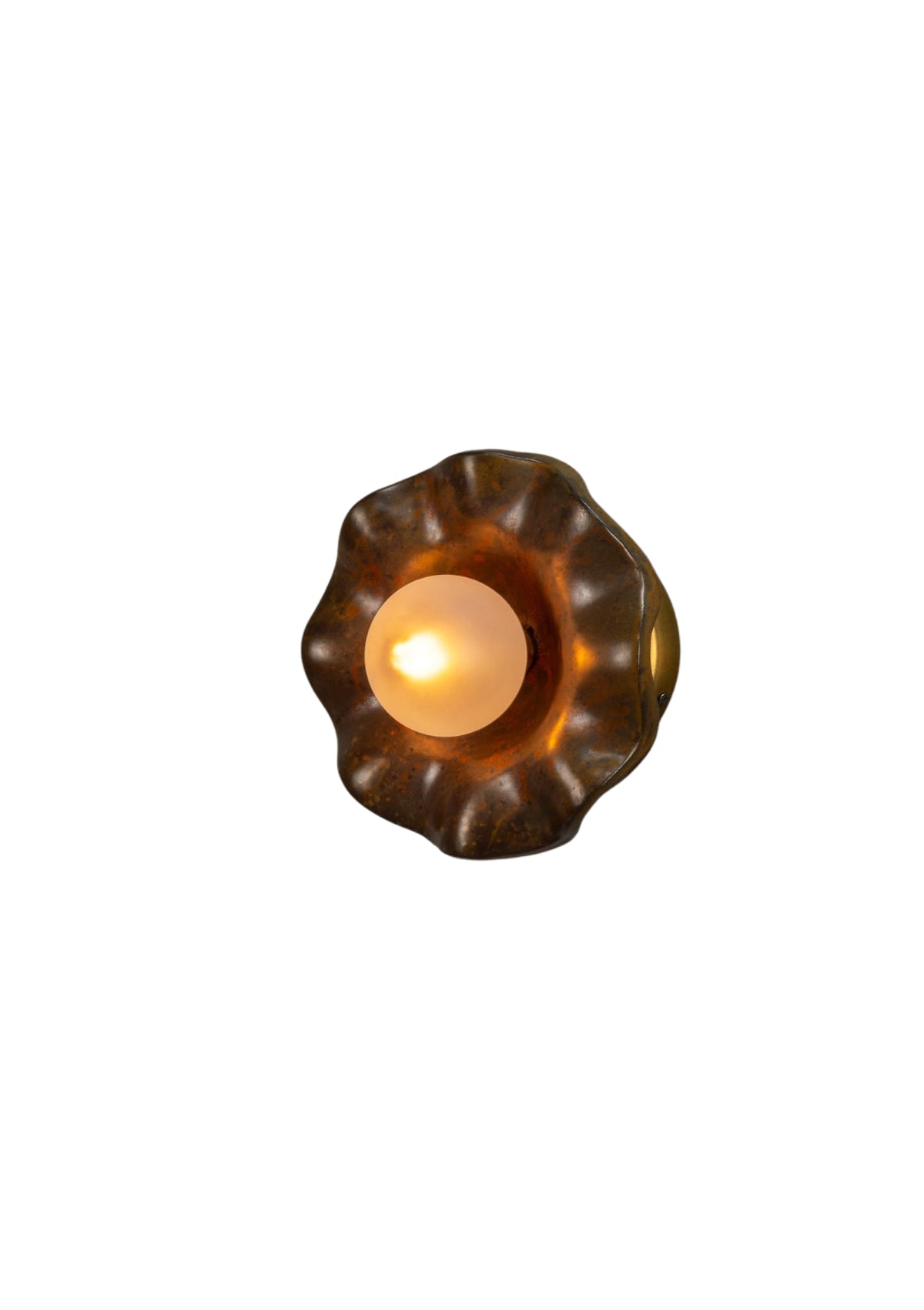 Rivale Wall Sconce with Wavy Ceramic Shade, Rust Iron