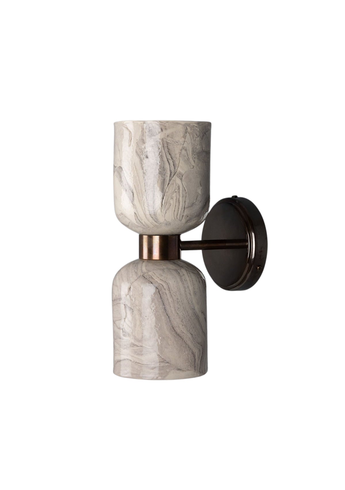 Sakura Marbled Ceramic and Brass Double Wall Sconce – Antique Brass