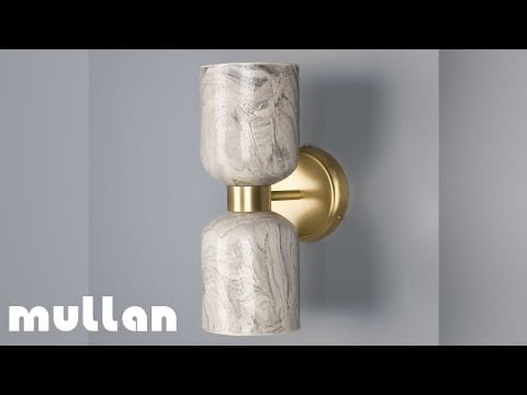 Sakura Marbled Ceramic and Brass Double Wall Sconce