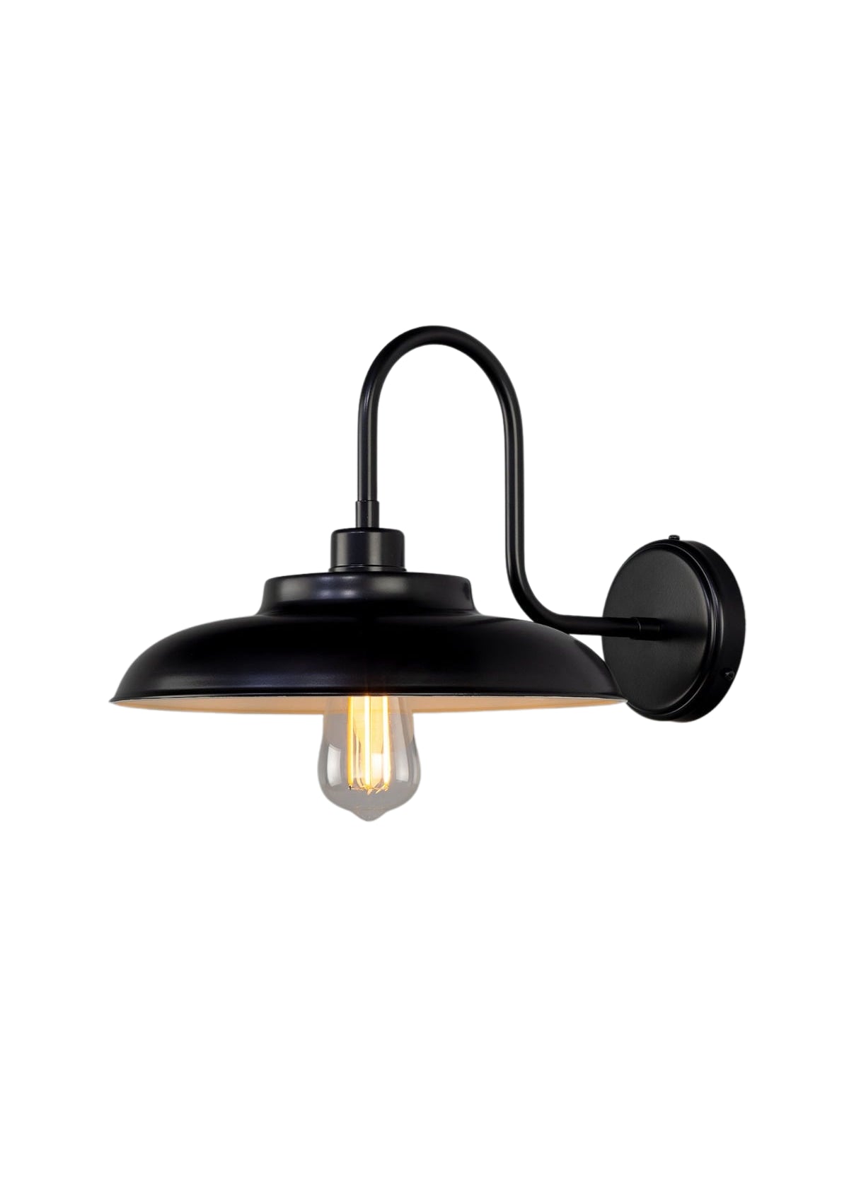 Telal Industrial Brass Factory Swan Neck Wall Sconce – Powder-Coated Matte Black
