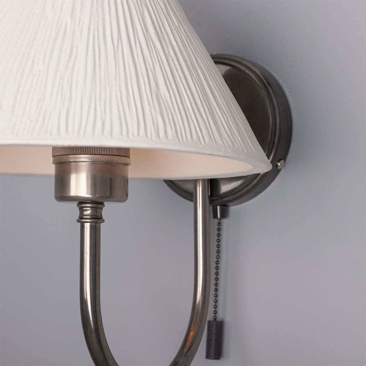 Tilia Organic Ceramic Cone Wall Sconce, Matte White Striped – Antique Silver