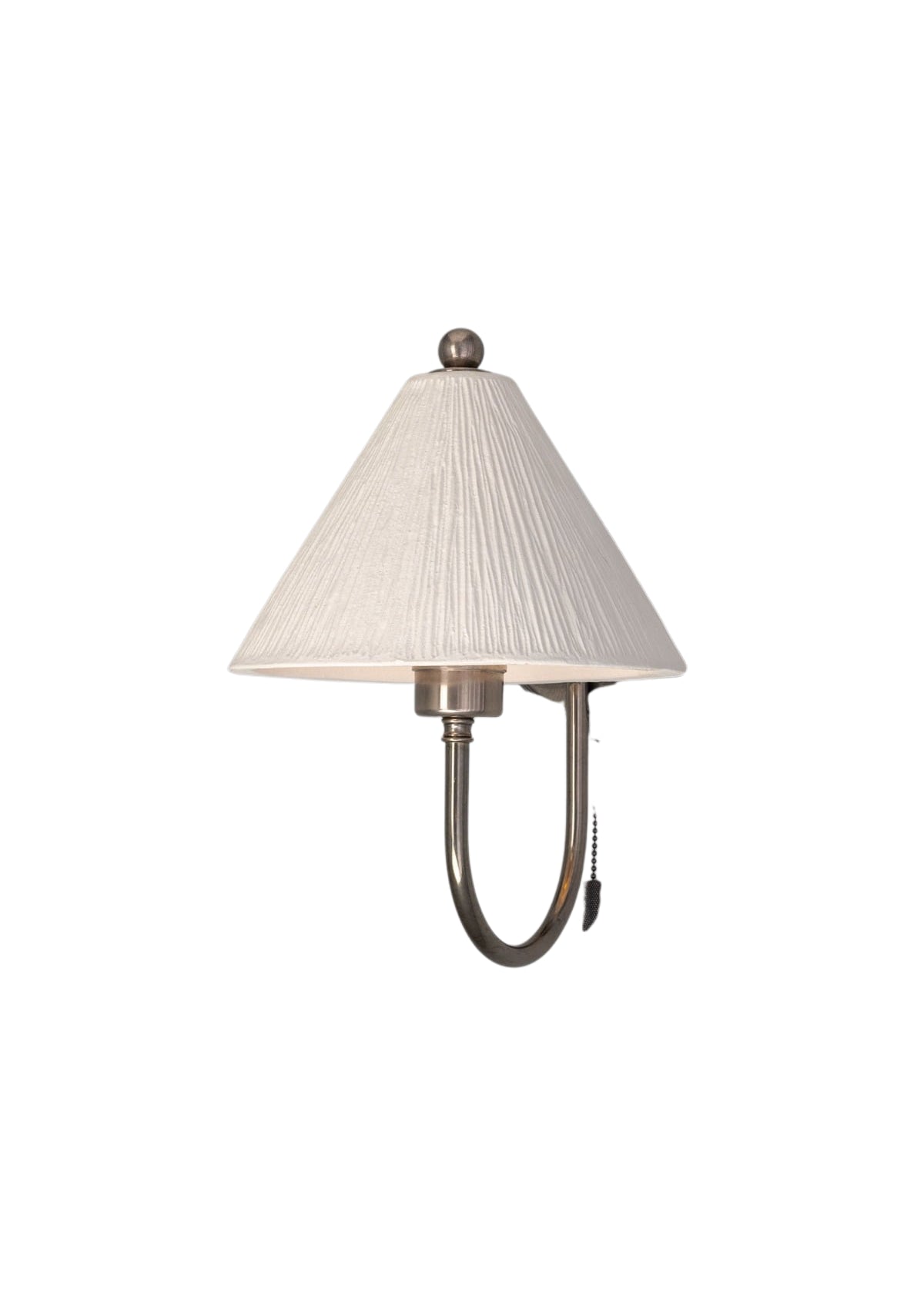 Tilia Organic Ceramic Cone Wall Sconce, Matte White Striped – Antique Silver
