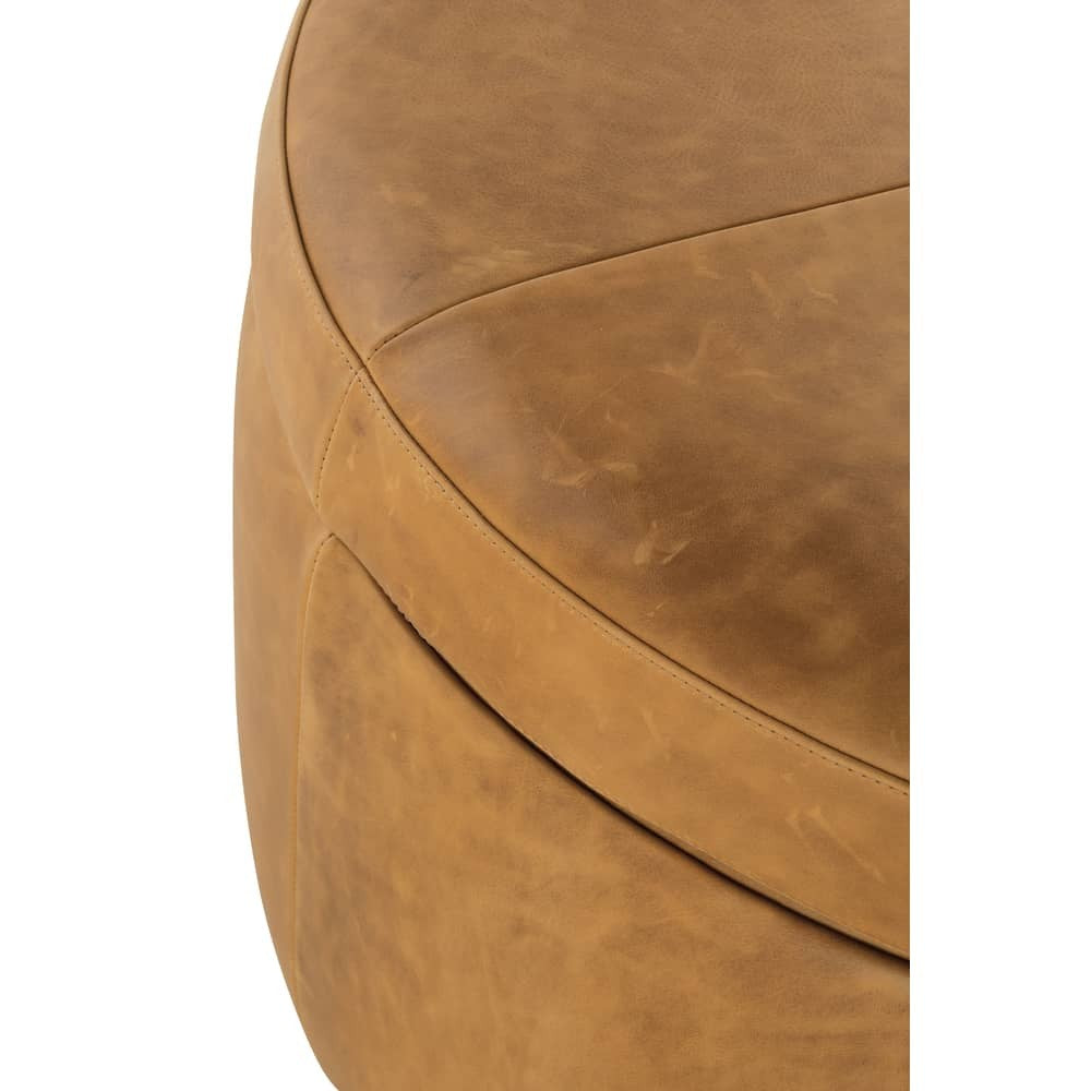 Cyrus 36" Round Leather Storage Ottoman