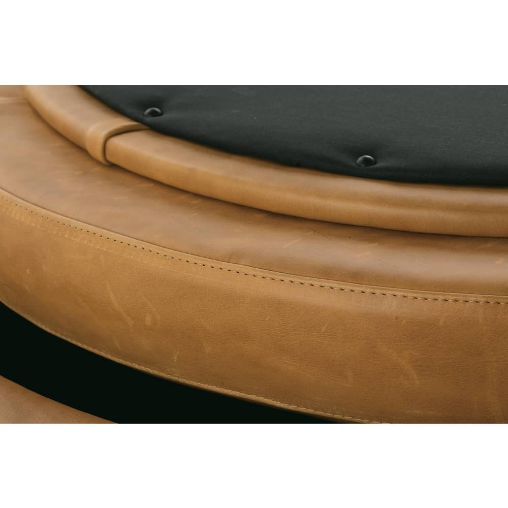 Cyrus 36" Round Leather Storage Ottoman