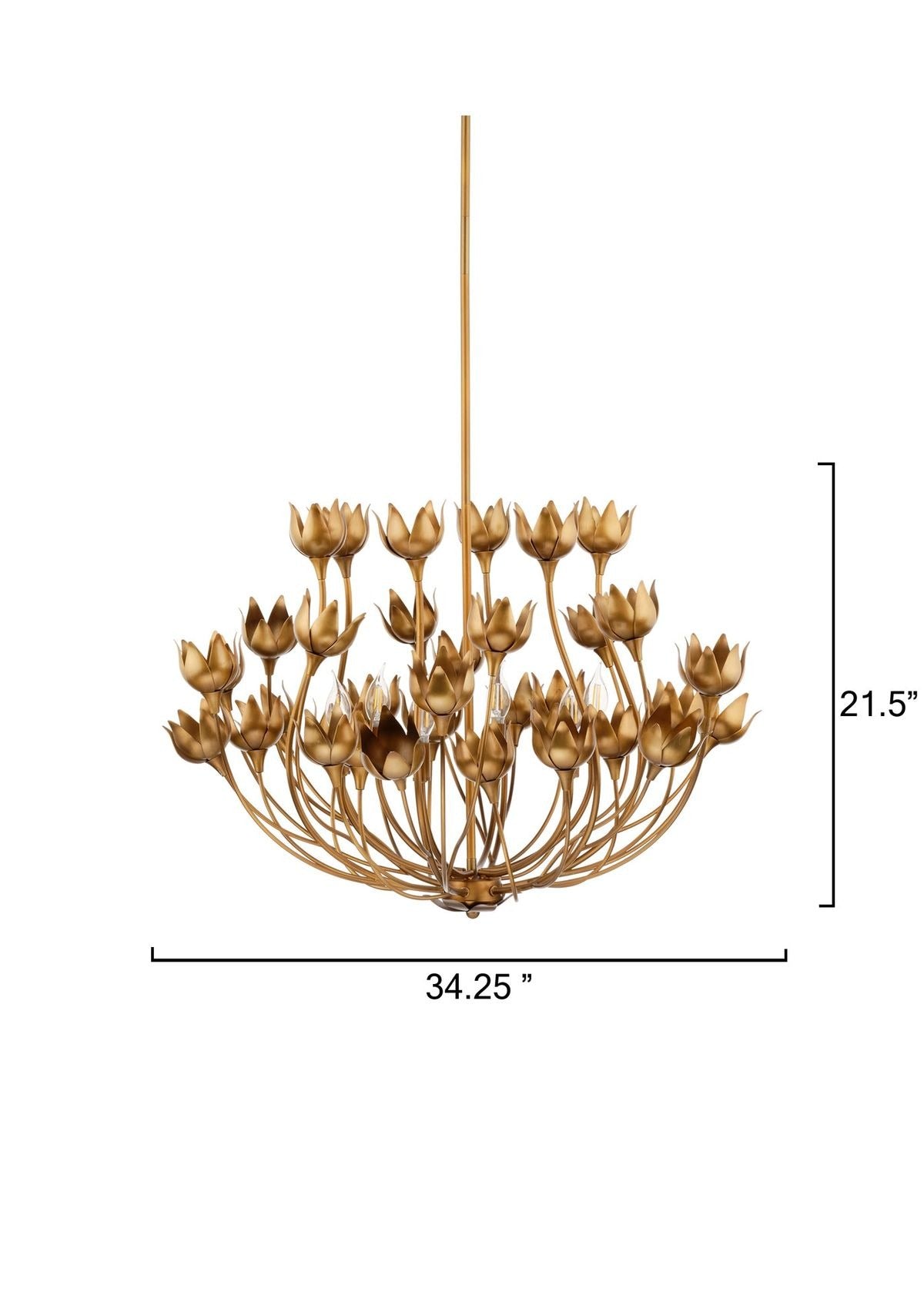 Dogwood Chandelier in Antique Brass