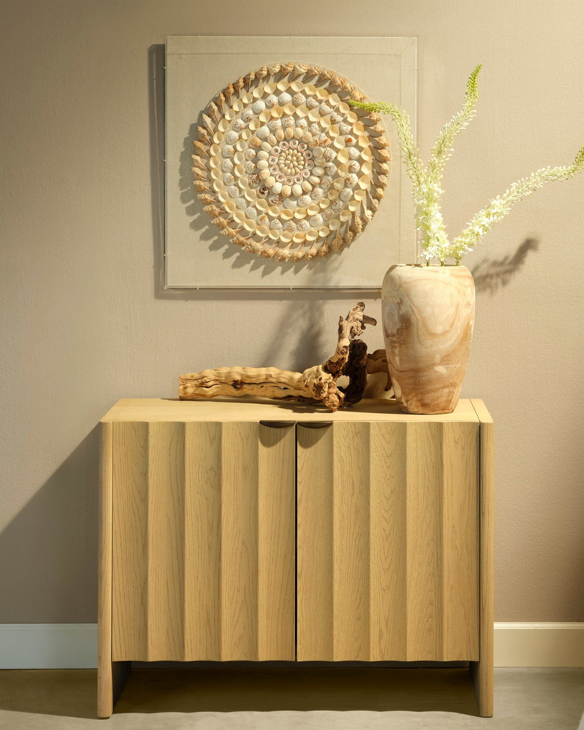 Finley Fluted Two Door Cabinet in Natural