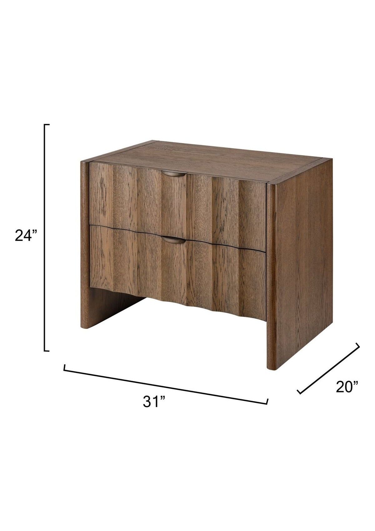 Finley Large Fluted Nightstand in Brown