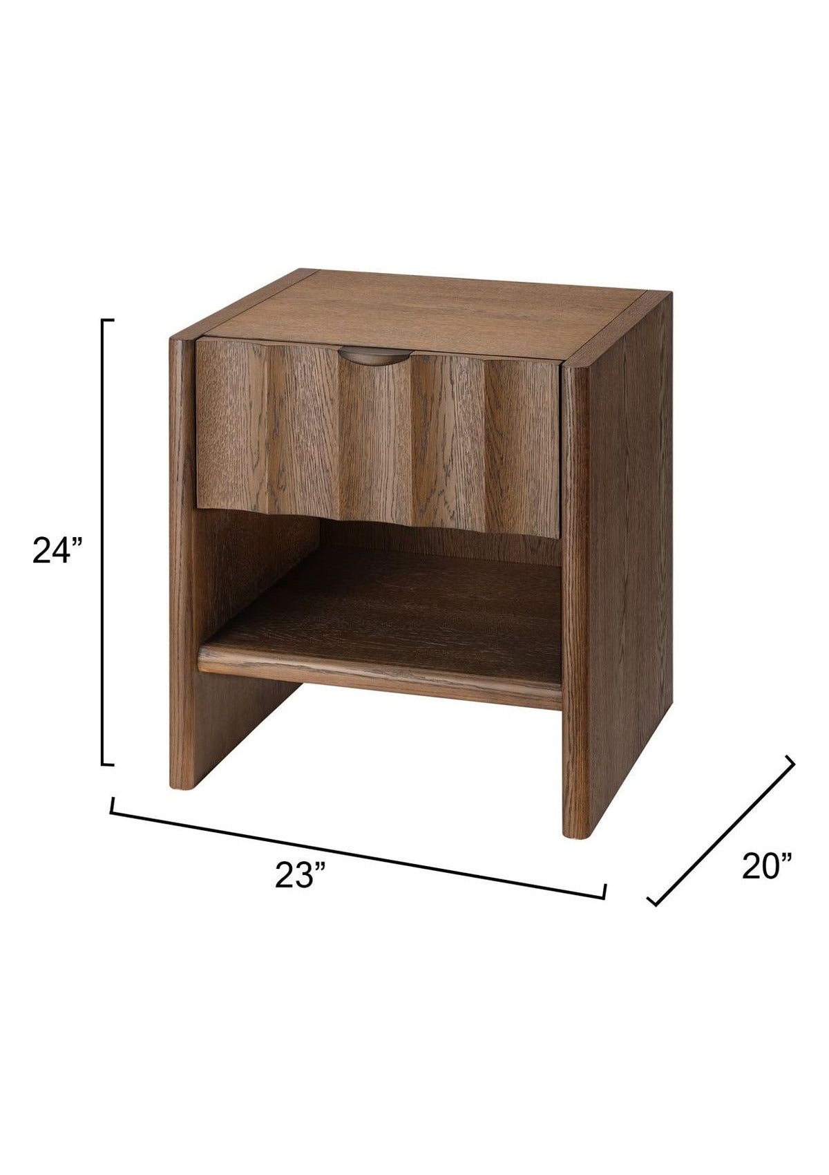 Finley Small Fluted Nightstand in Brown