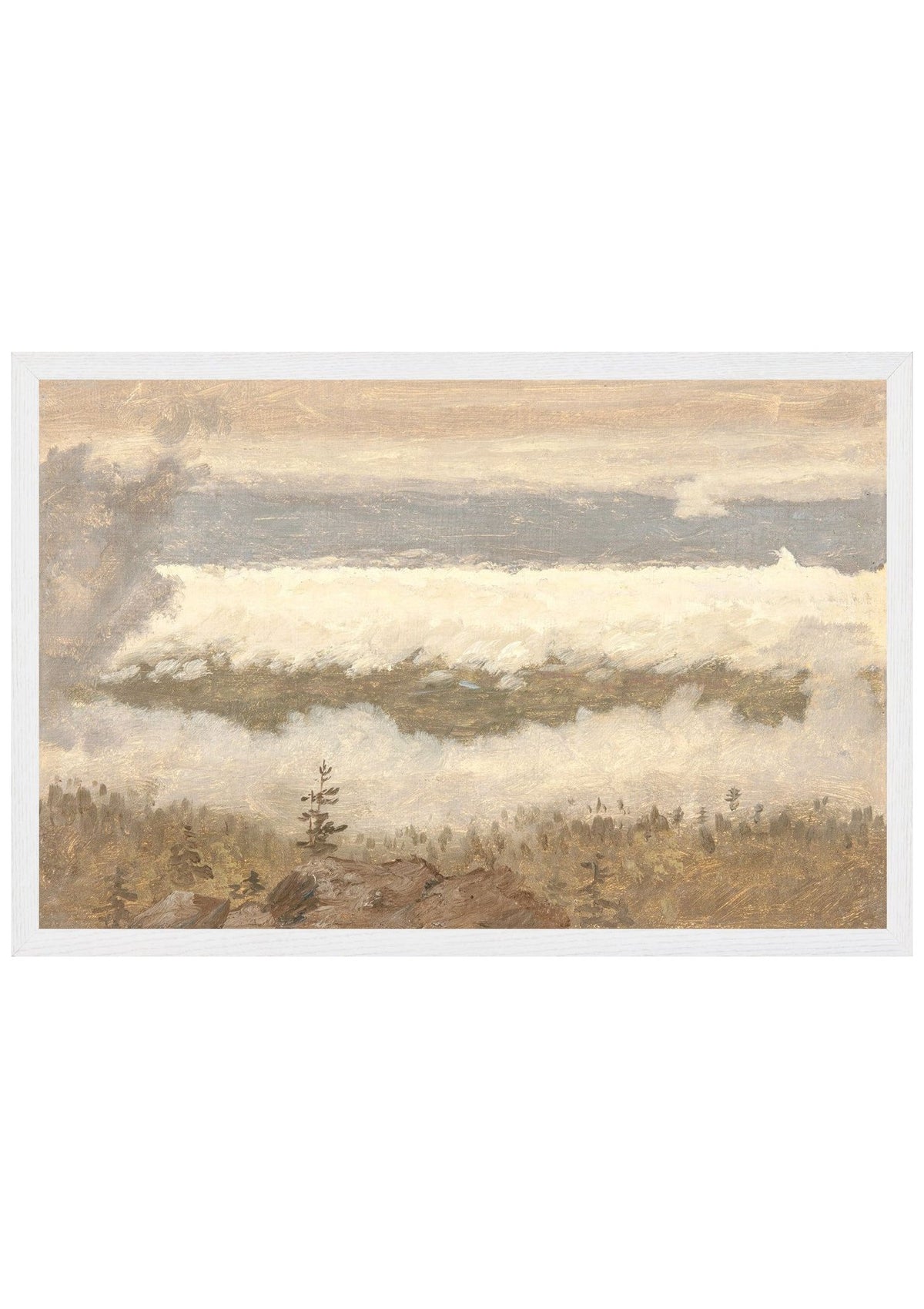 Hudson River School – Clouds from the Catskills C. 1870 – Large / Canvas on Board / White