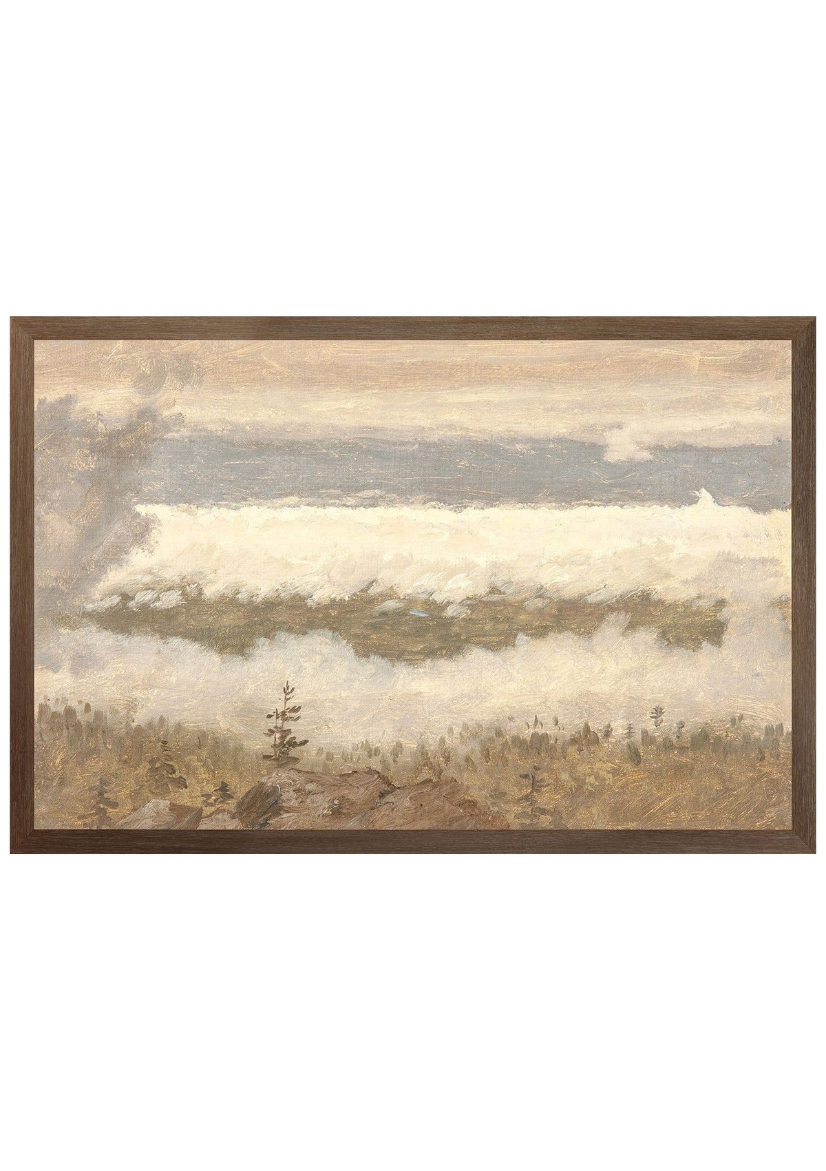 Hudson River School – Clouds from the Catskills C. 1870 – Large / Canvas on Board / Dark Wood
