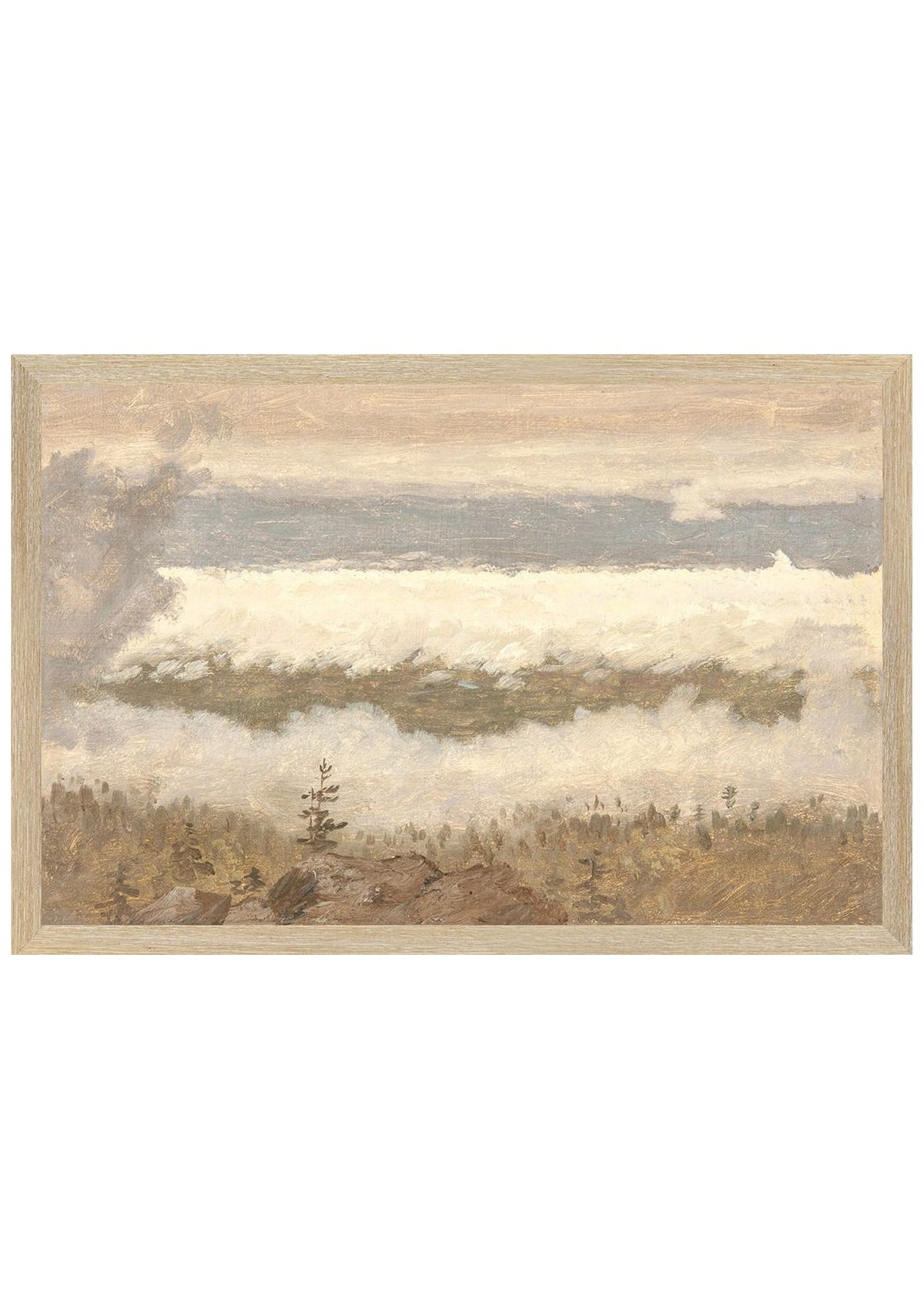 Hudson River School – Clouds from the Catskills C. 1870 – Medium / Canvas on Board / Light Wood