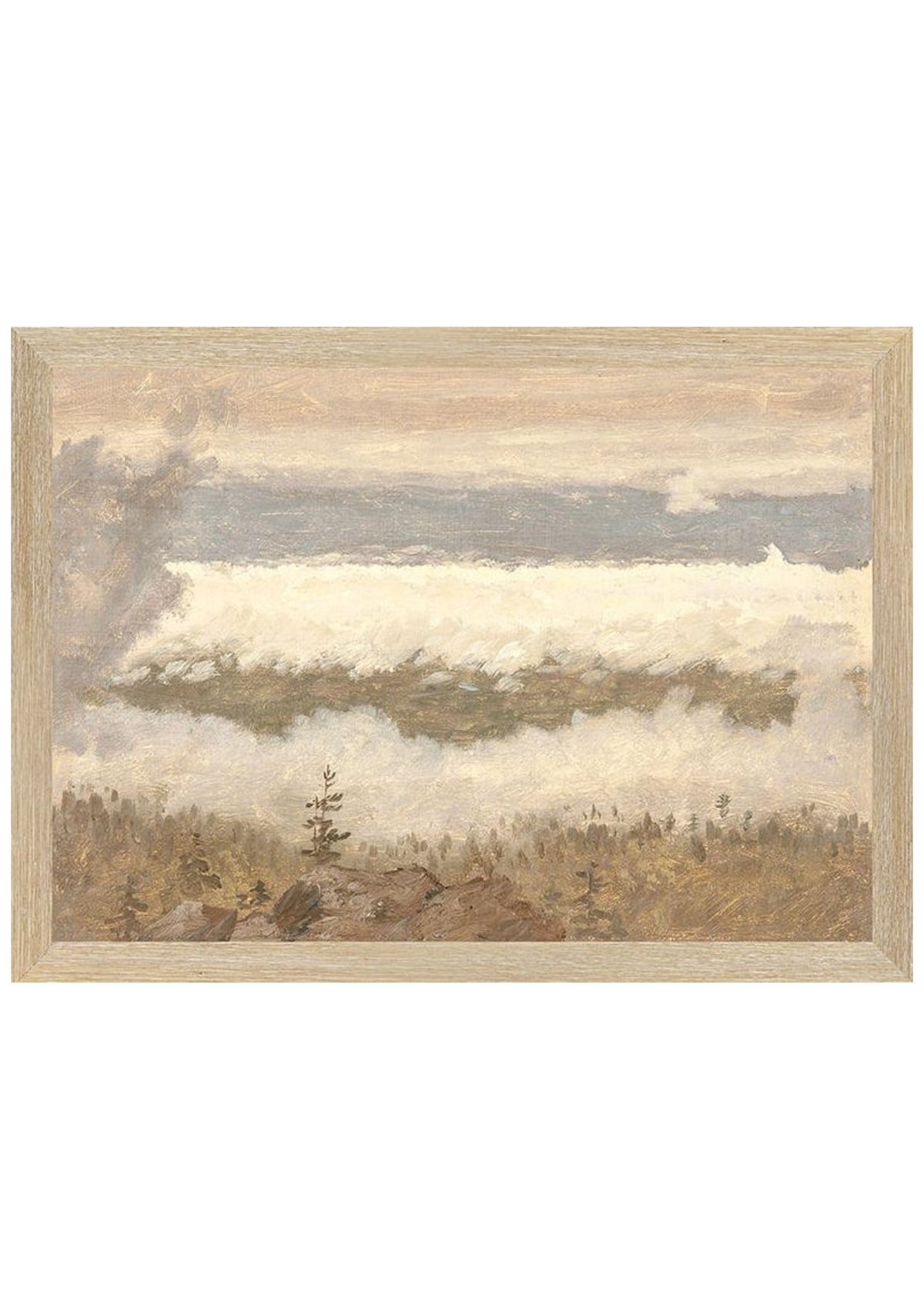 Hudson River School – Clouds from the Catskills C. 1870 – Small / Canvas on Board / Light Wood
