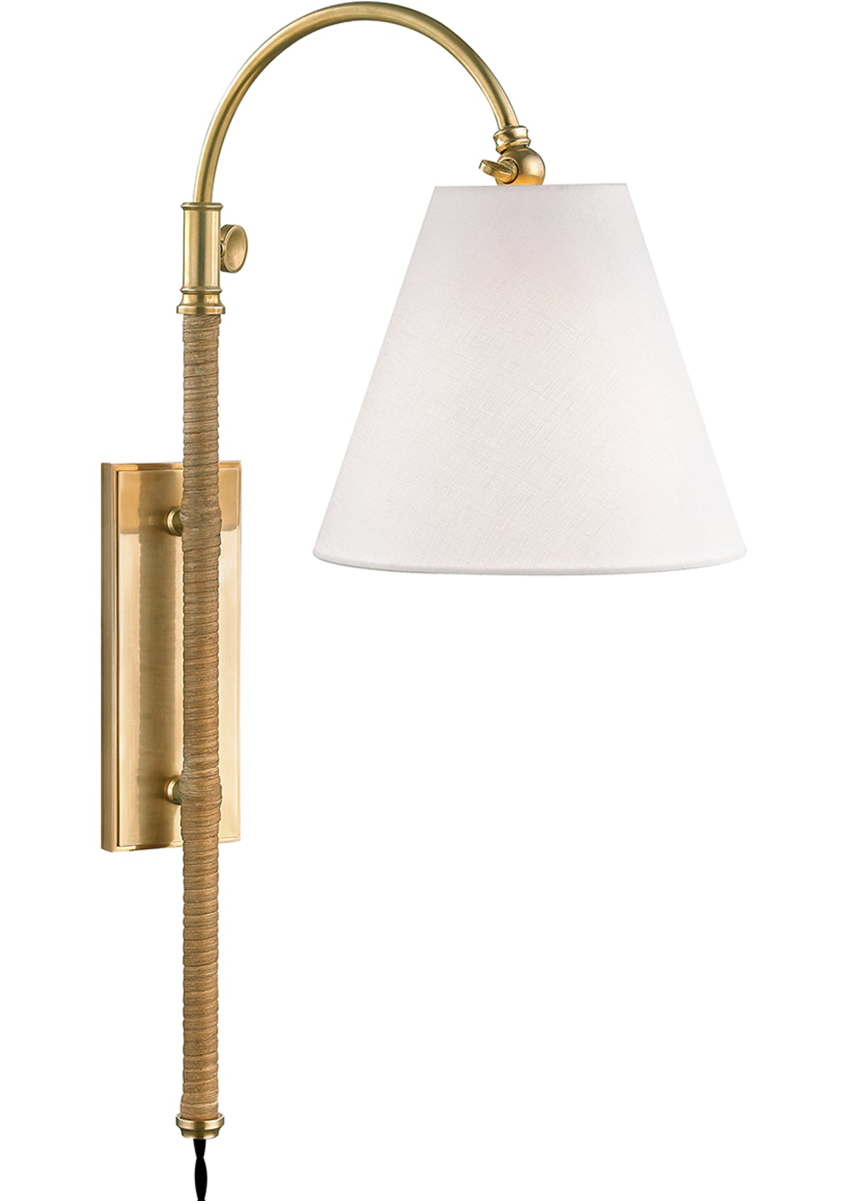 Curves No.1 Plug-in Sconce in Aged Brass