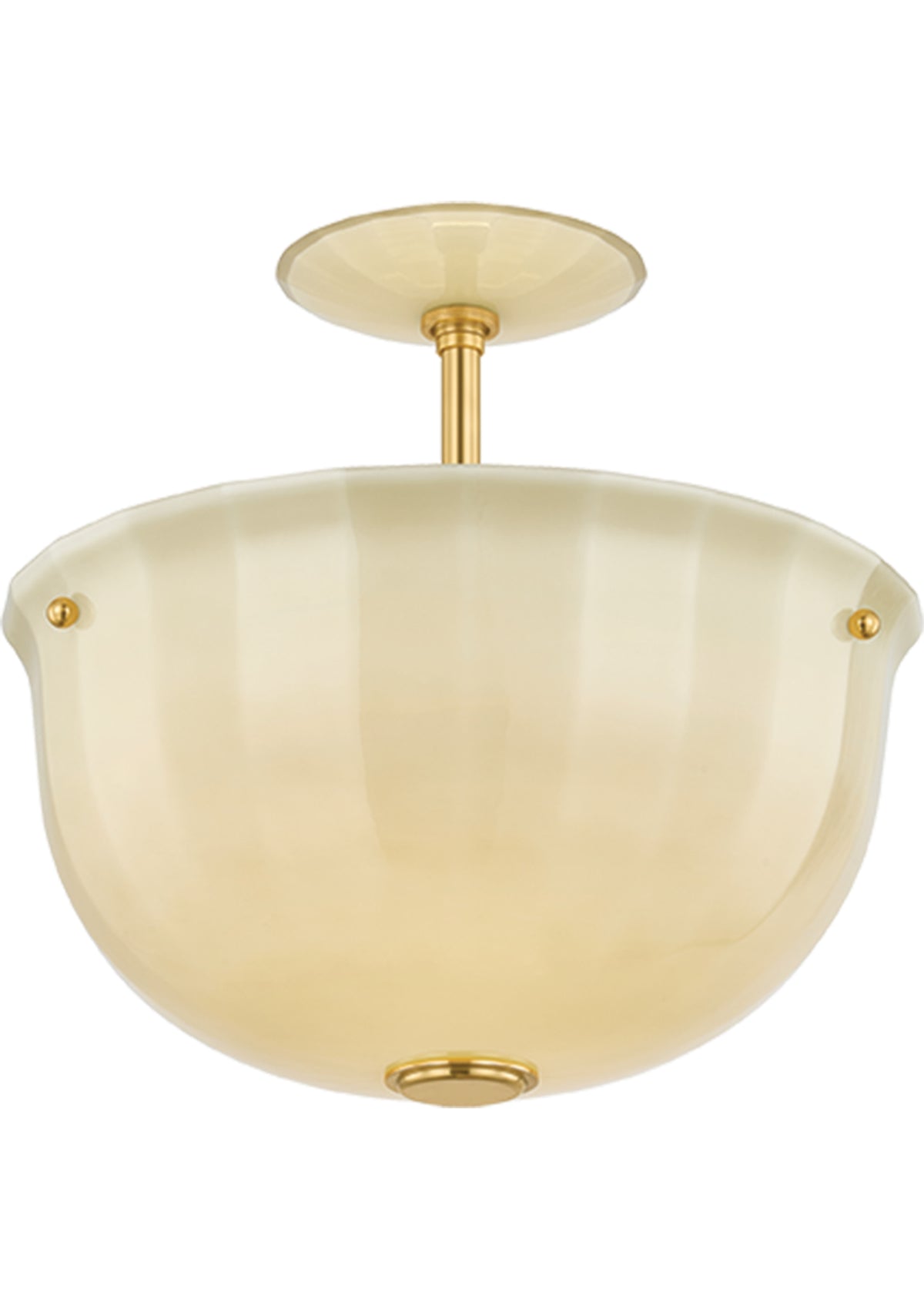 Nevins Semi Flush in Aged Brass