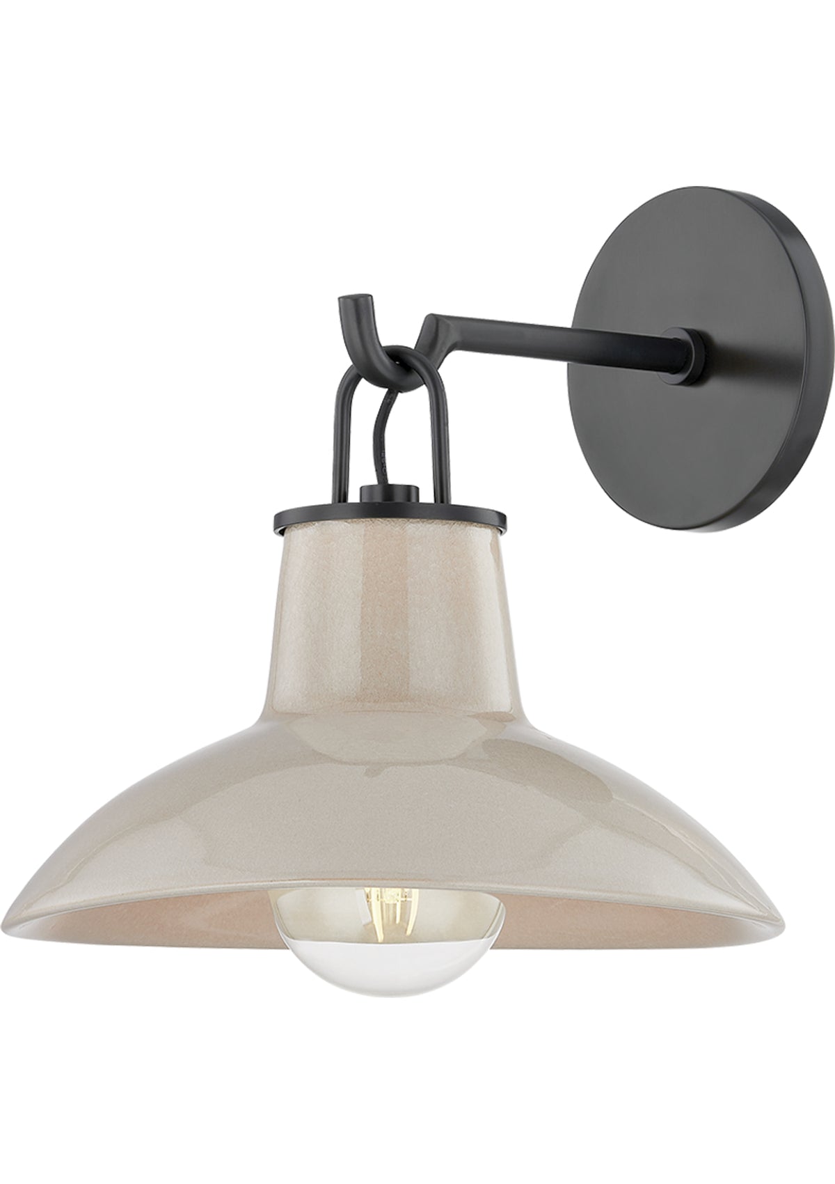 Pottersville Wall Sconce in Distressed Bronze / Ceramic Ivory Crackle
