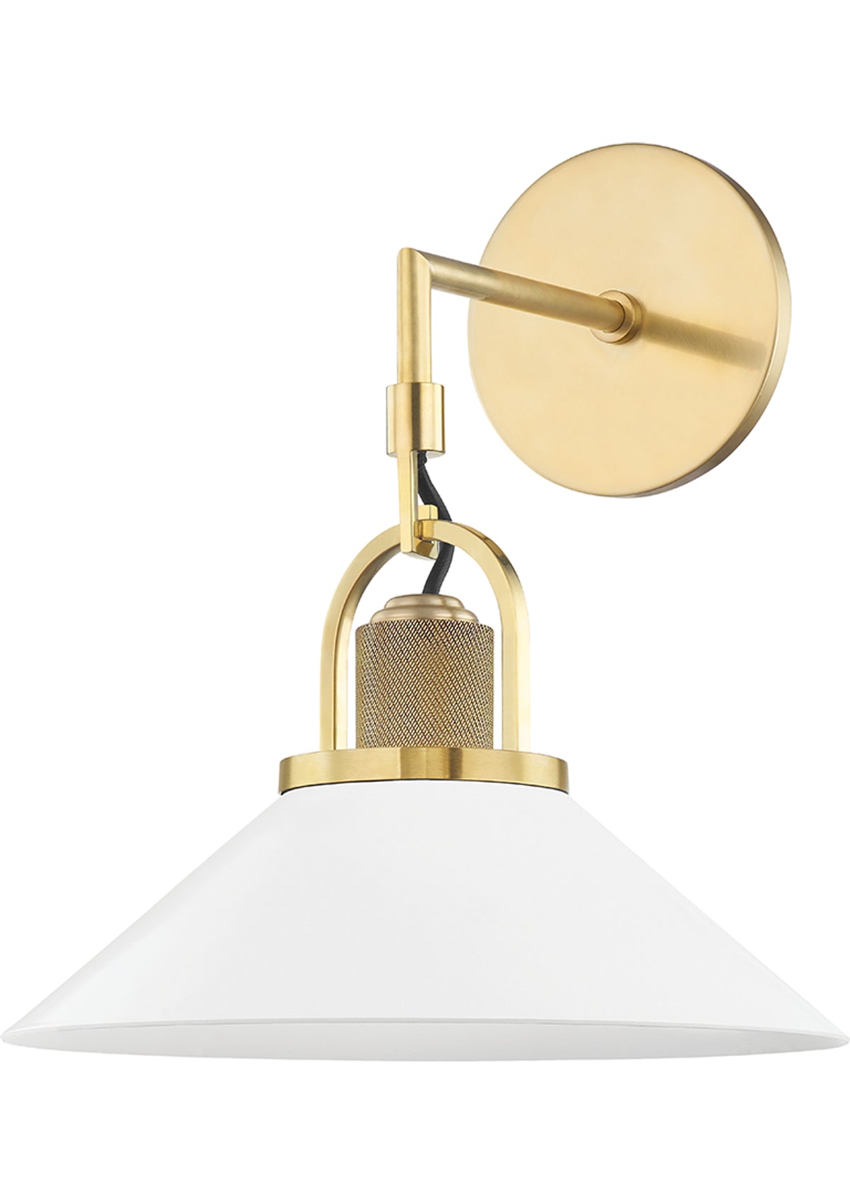 Syosset Wall Sconce in Aged Brass / White