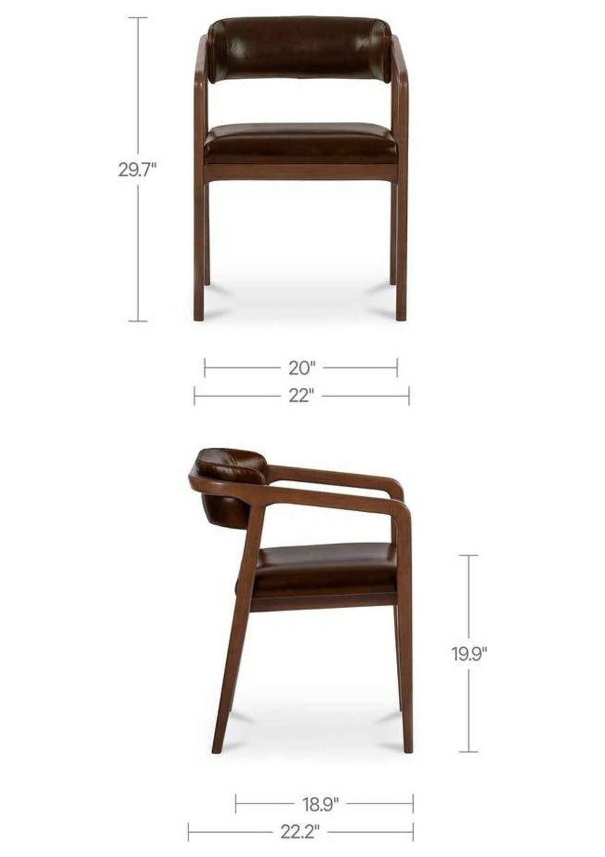Calder Dining Chair - Dark Brown Leather