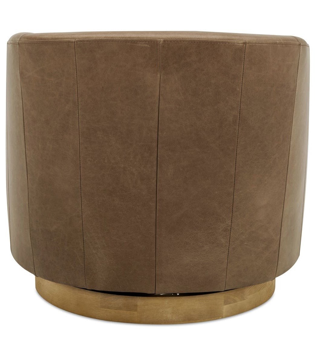 Oscy Leather Swivel Chair - Tan