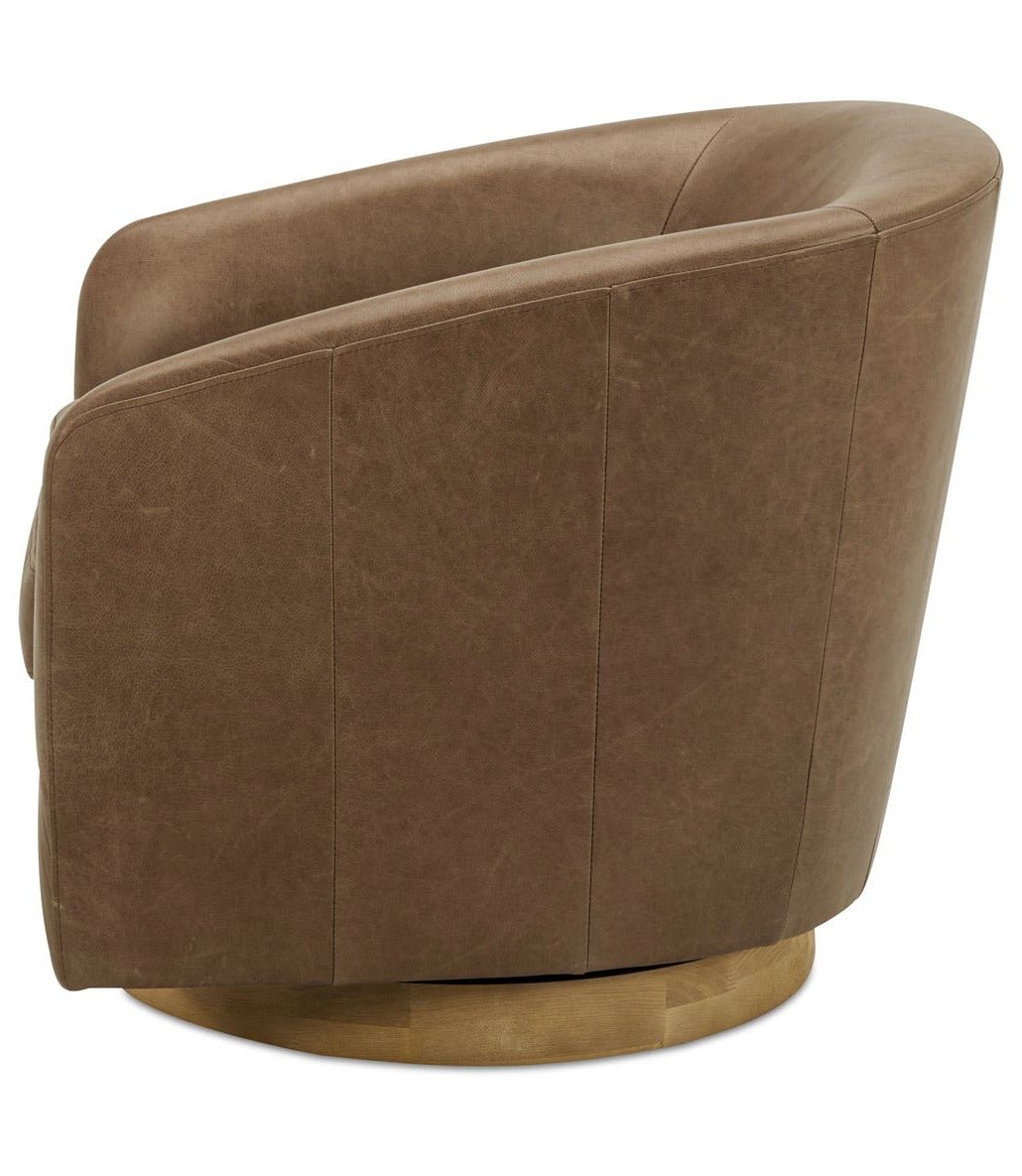 Oscy Leather Swivel Chair - Tan