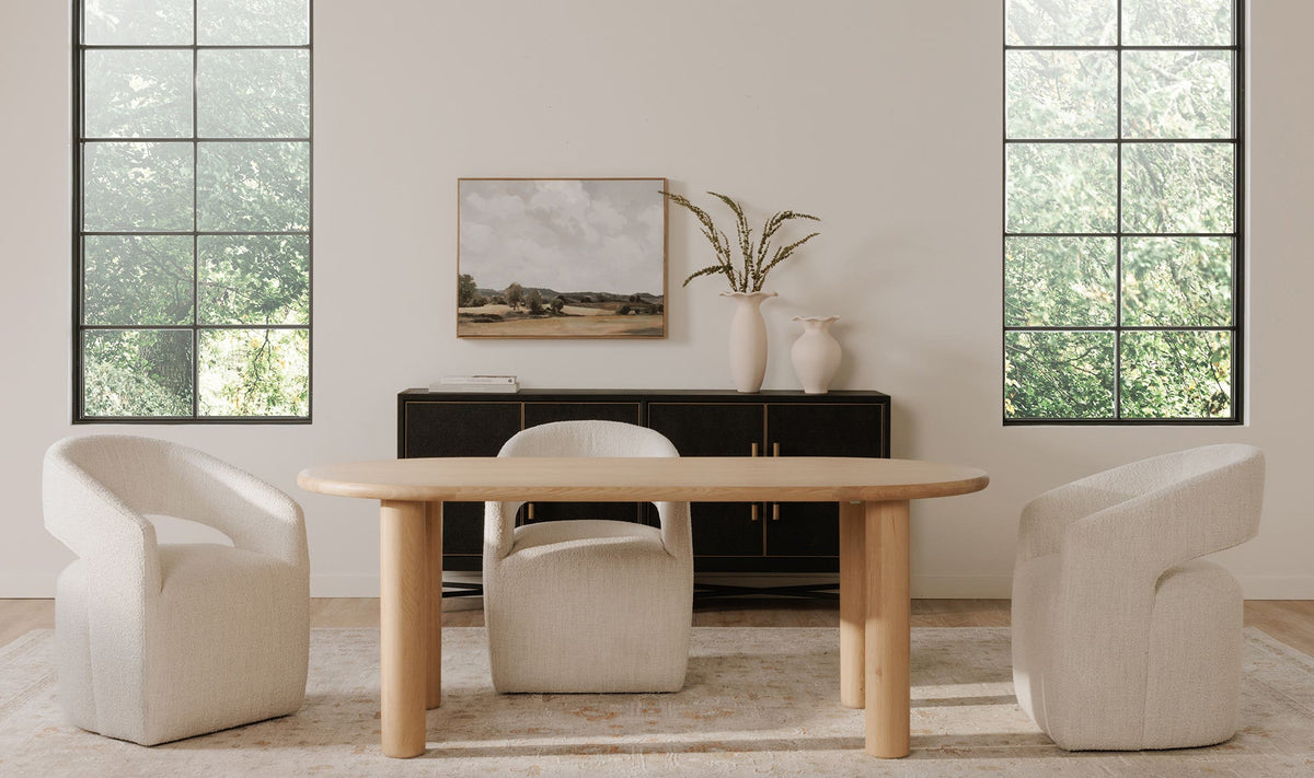 Barrow Rolling Dining Chair - White Mist