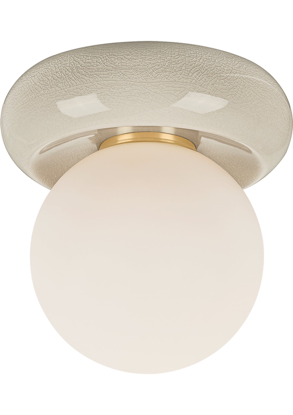 Tyra Flush Mount in Aged Brass / Ceramic Ivory Crackle