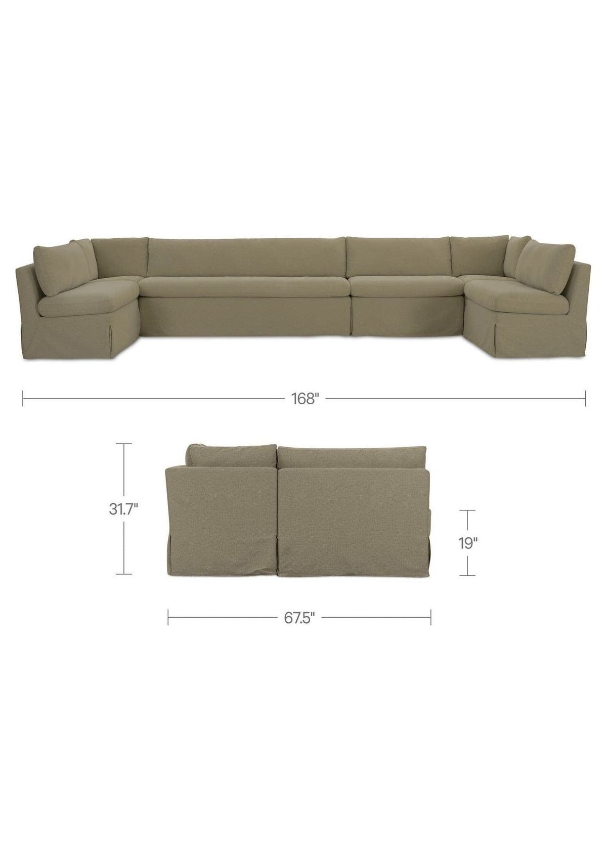 Fable Slipcover Dining Banquette U-Shape 168" - Olive