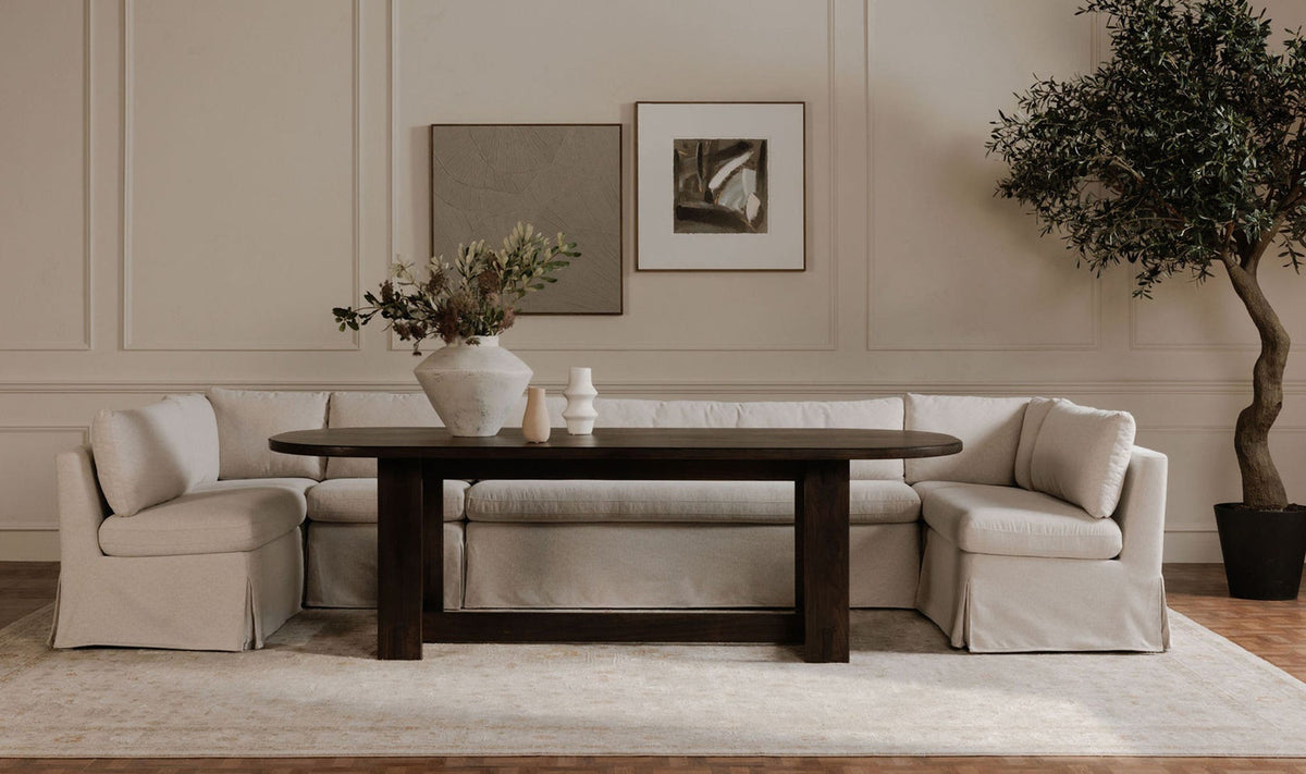 Fable Slipcover Dining Banquette U-Shape 168" - Beige