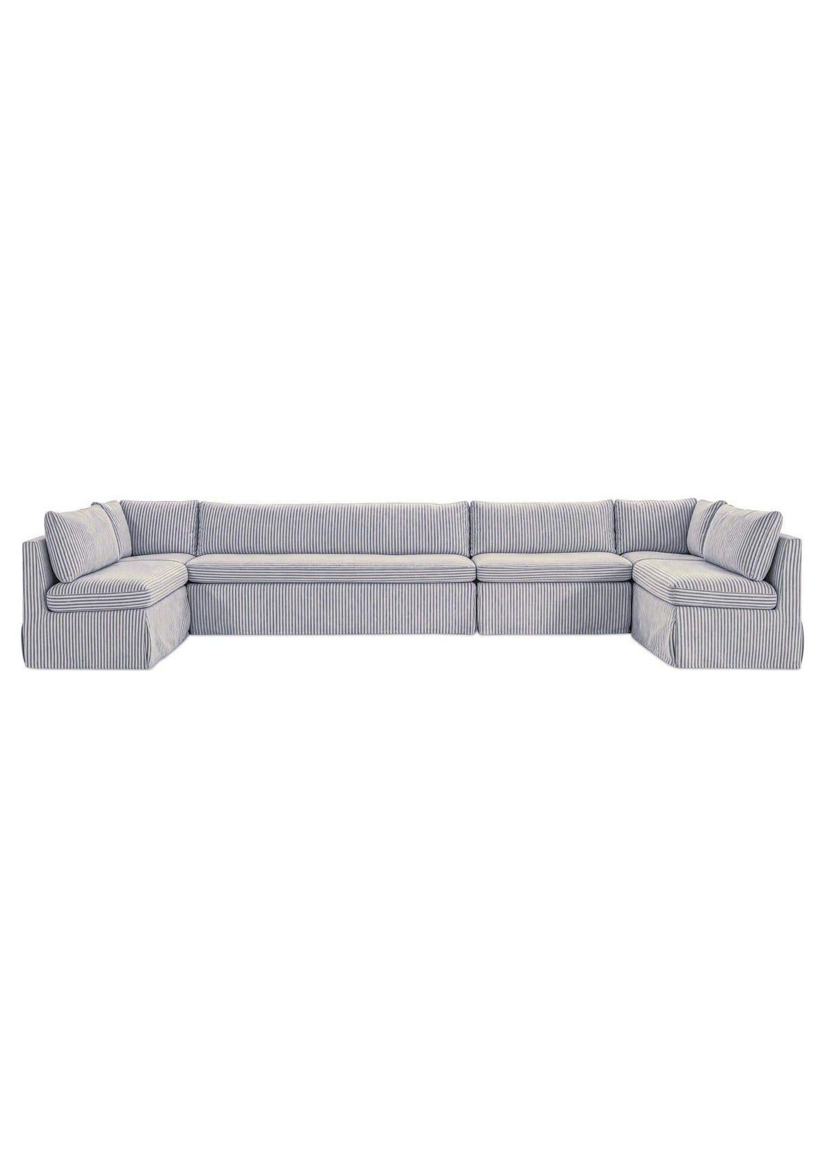 Fable Slipcover Dining Banquette U-Shape 168" - Navy Stripe
