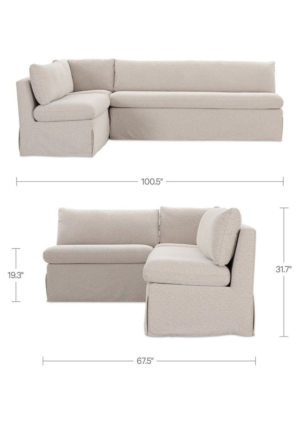 Fable Slipcover Dining Banquette L-Shape 100.5" - Beige