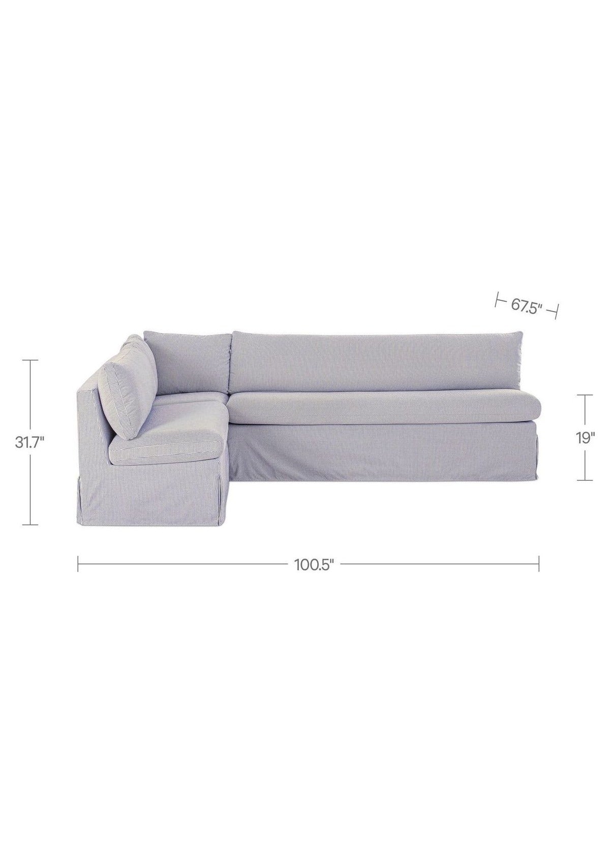 Fable Slipcover Dining Banquette L-Shape 100.5" - Navy Stripe