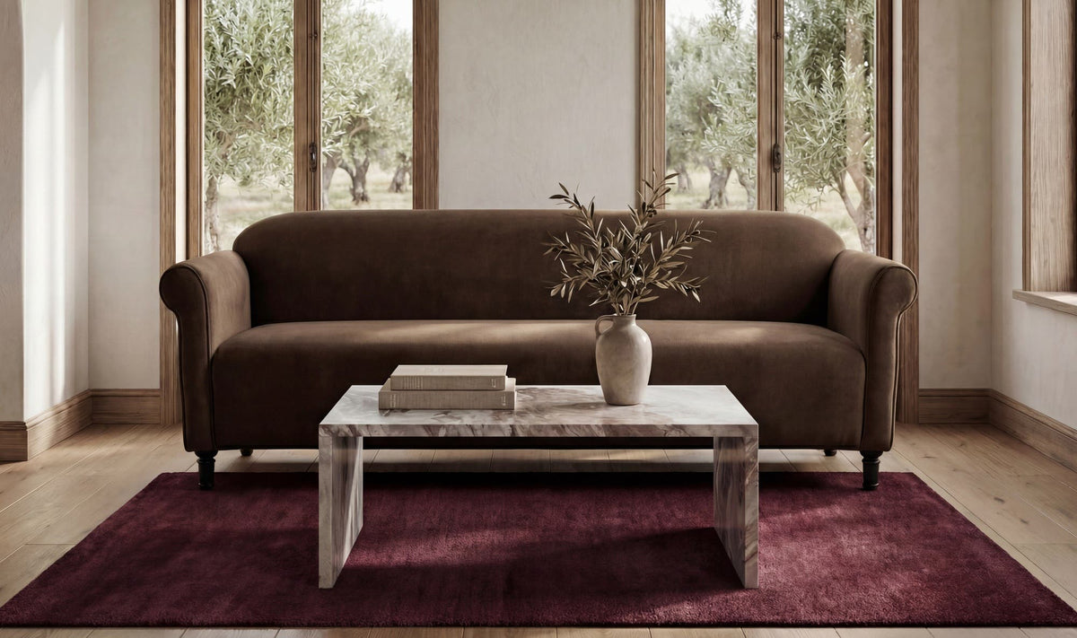 Harmony Sofa - Dark Brown Faux Mohair