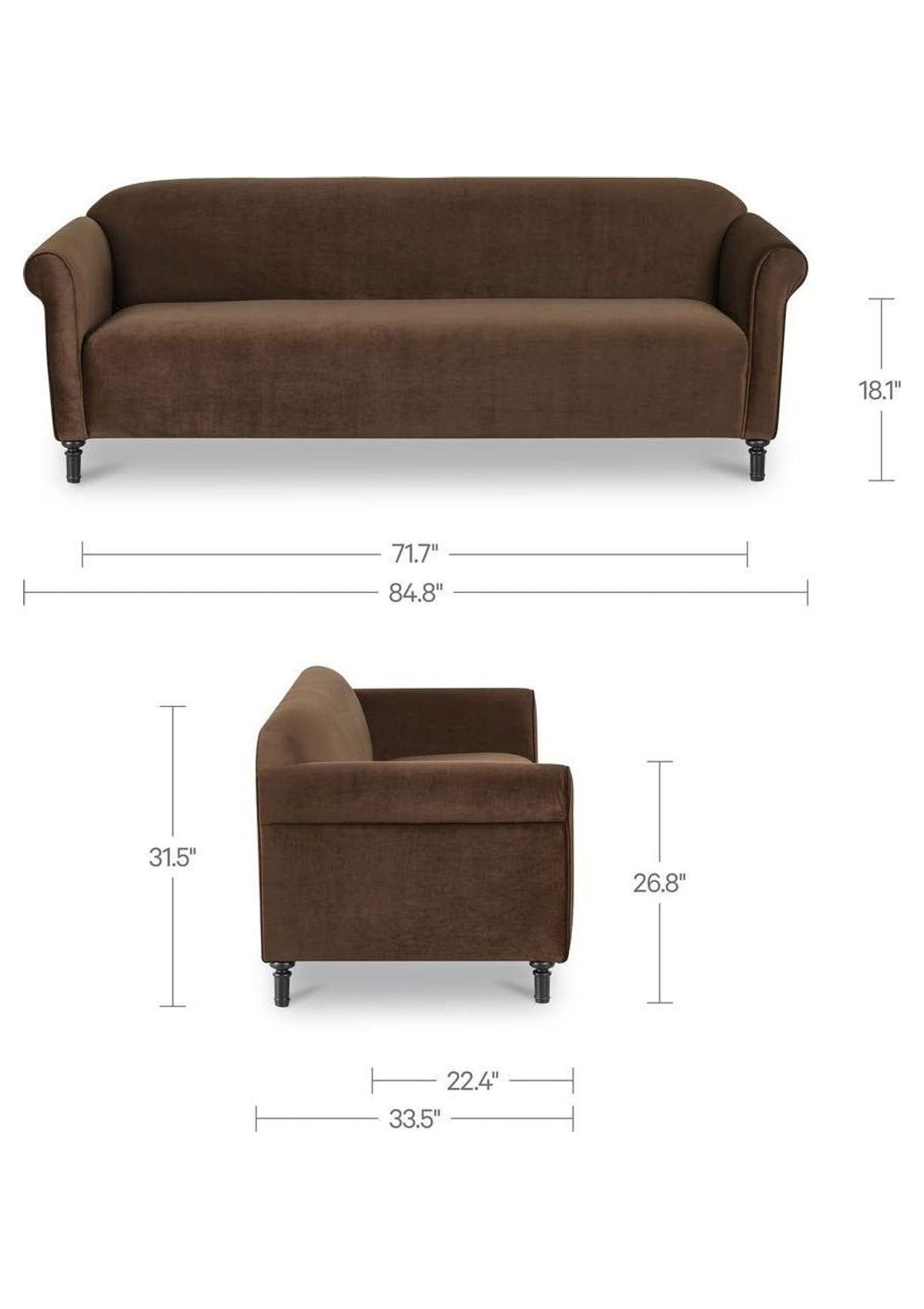 Harmony Sofa - Dark Brown Faux Mohair