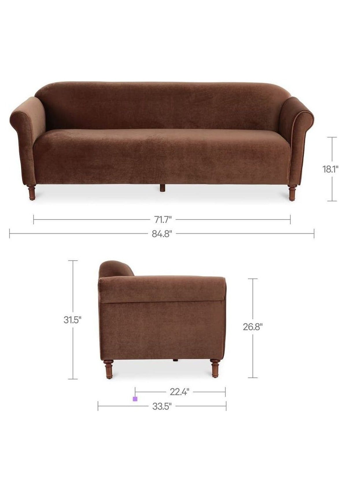 Harmony Sofa - Brick Red Faux Mohair