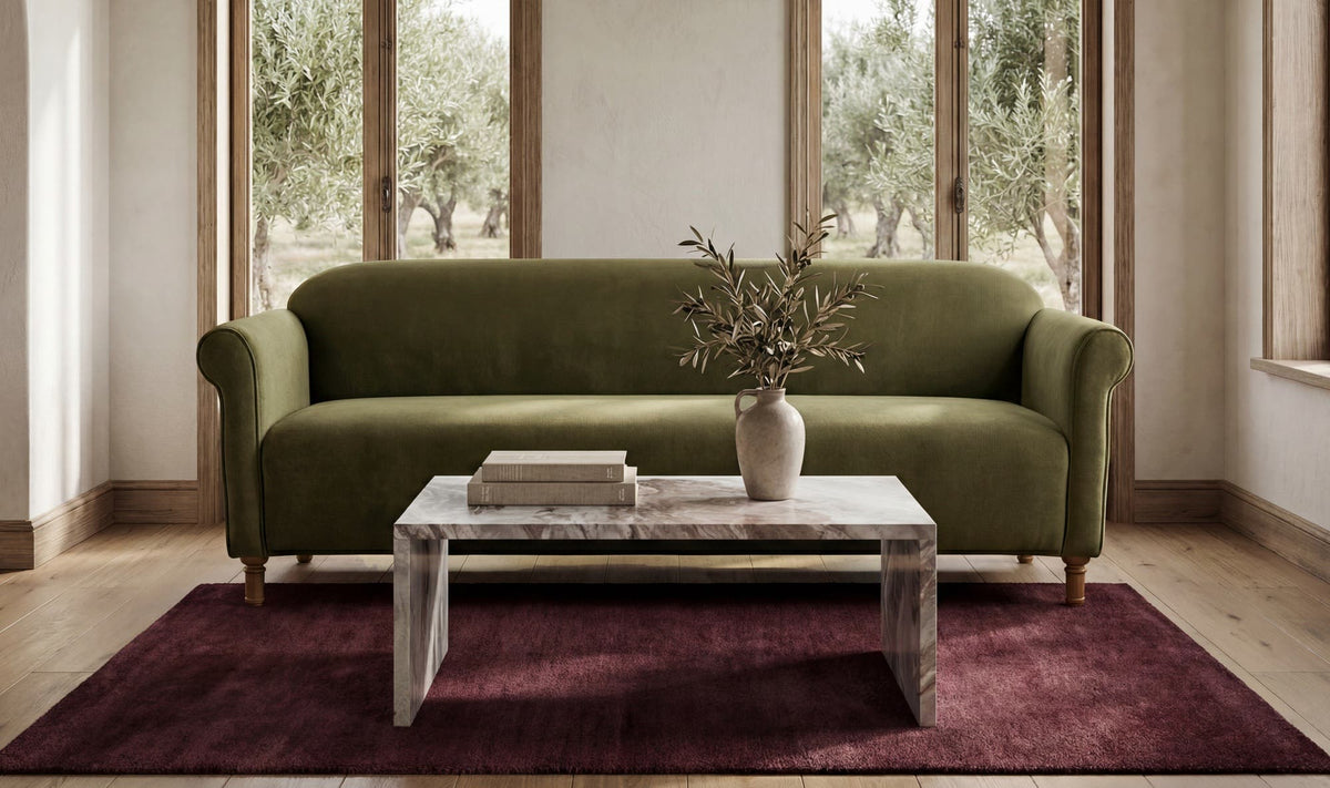Harmony Sofa - Dark Green Faux Mohair