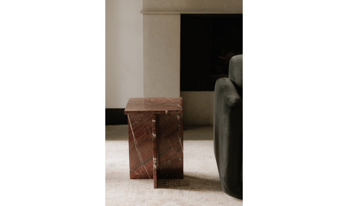 Blair Accent Table - Rosso Levanto Marble