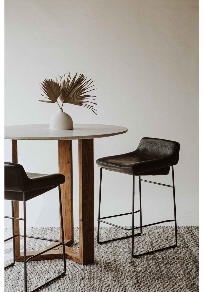 Starlet Counter Stool Onyx Leather - Set of Two - Black
