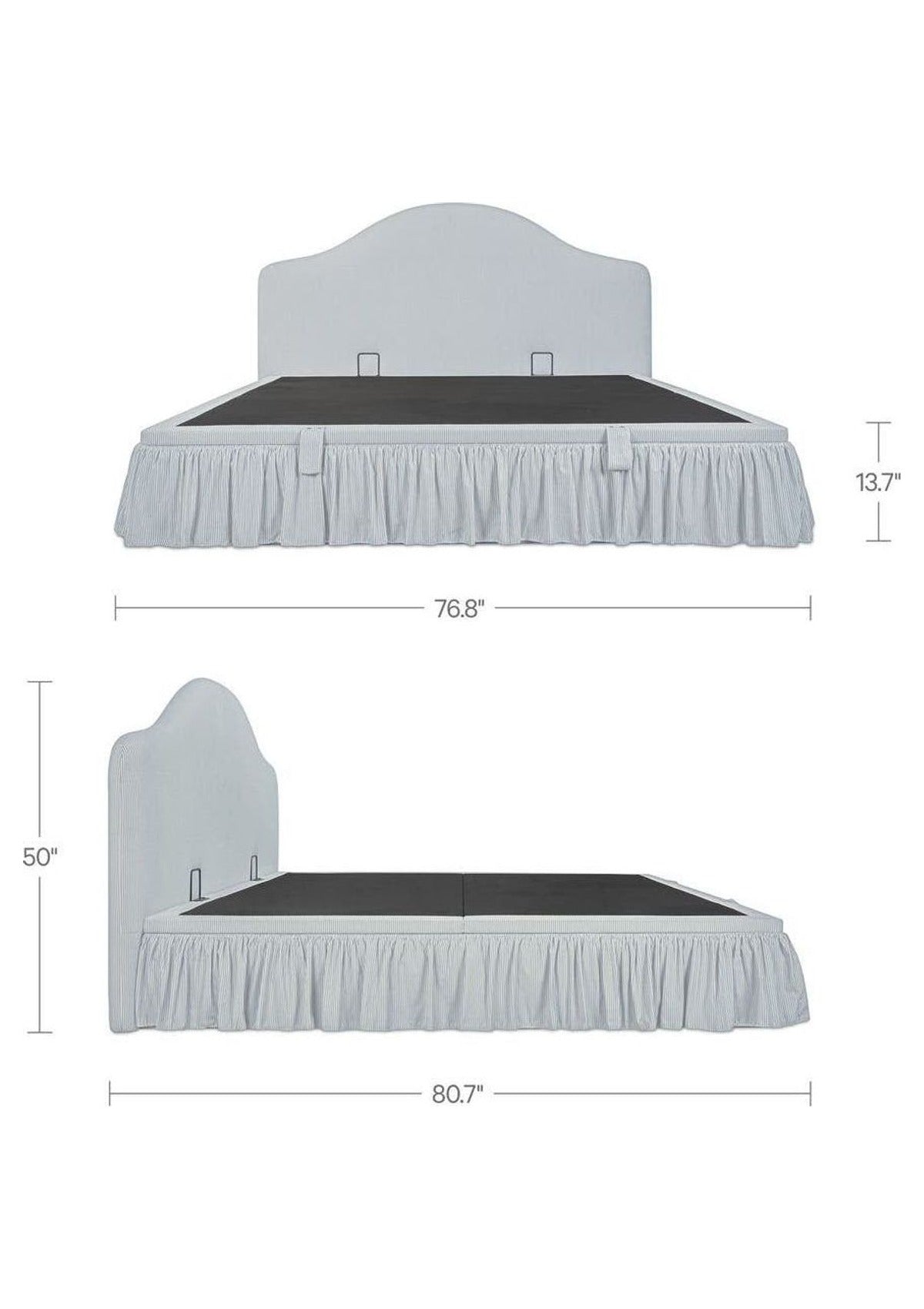 Noelle King Storage Bed - Light Blue Stripe