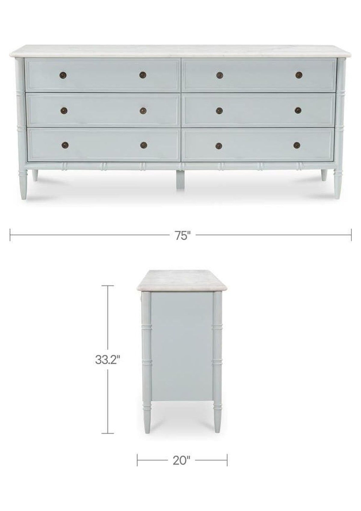 Eleanor 6 Drawer Dresser - Light Blue