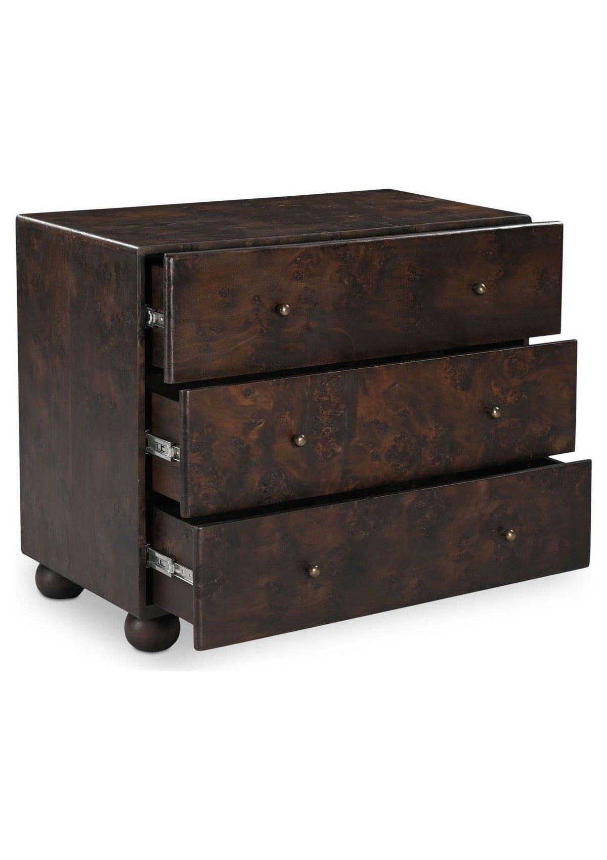 York 3 Drawer Nightstand - Dark Brown Burl
