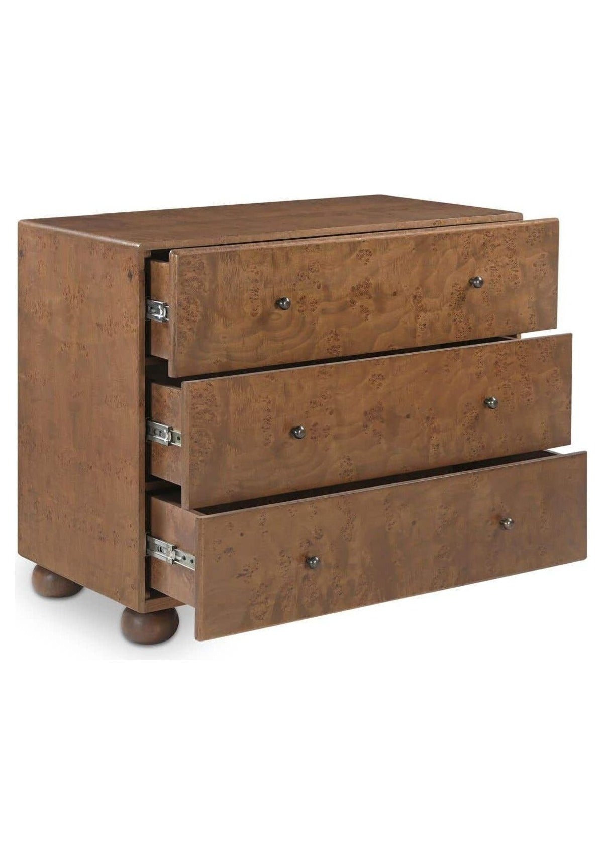 York 3 Drawer Nightstand - Warm Brown Burl