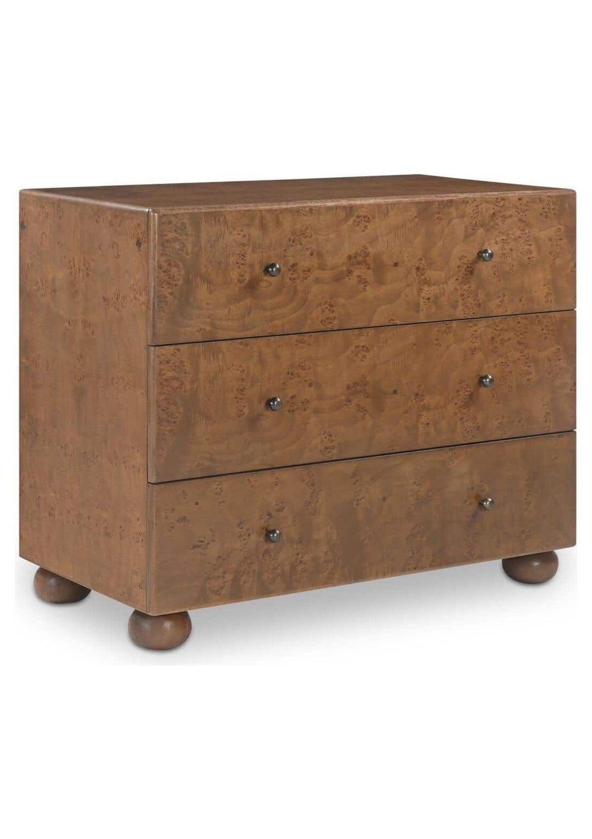 York 3 Drawer Nightstand - Warm Brown Burl