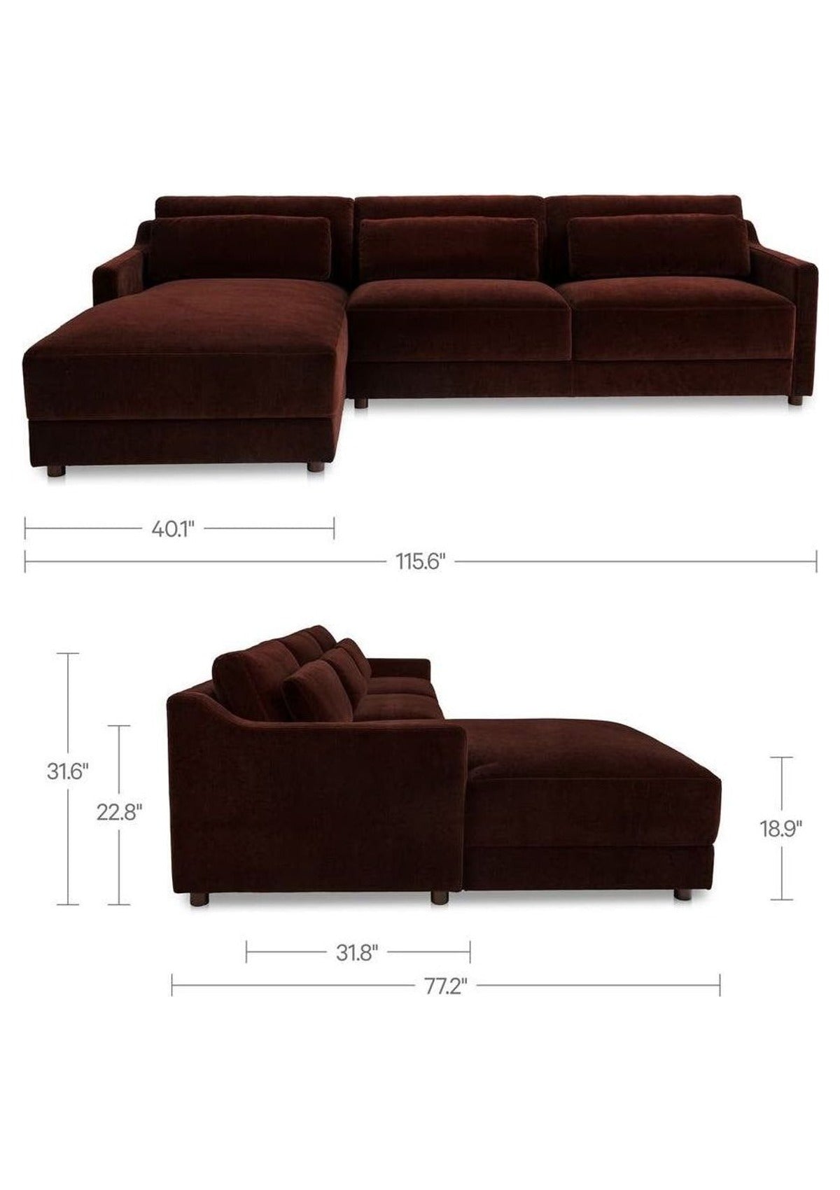 Imogen Sectional Left - Bordeaux