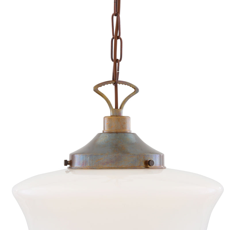 This opal glass and brass pendant light comes with 6 brass colour finishes. 