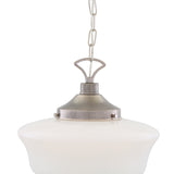 The brass chain of the Classic Schoolhouse pendant light is strong and adds a modern detail. 