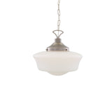 The antique silver colour finish adds a rustic look to the Classic Schoolhouse pendant.