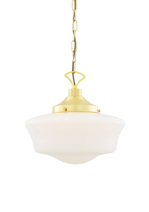 The 1920's Classic Schoolhouse Pendant is a modern take on a more vintage pendant light.
