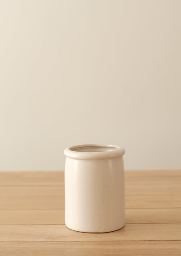 The Ansel Jar has a cream colour with a light speckled look.