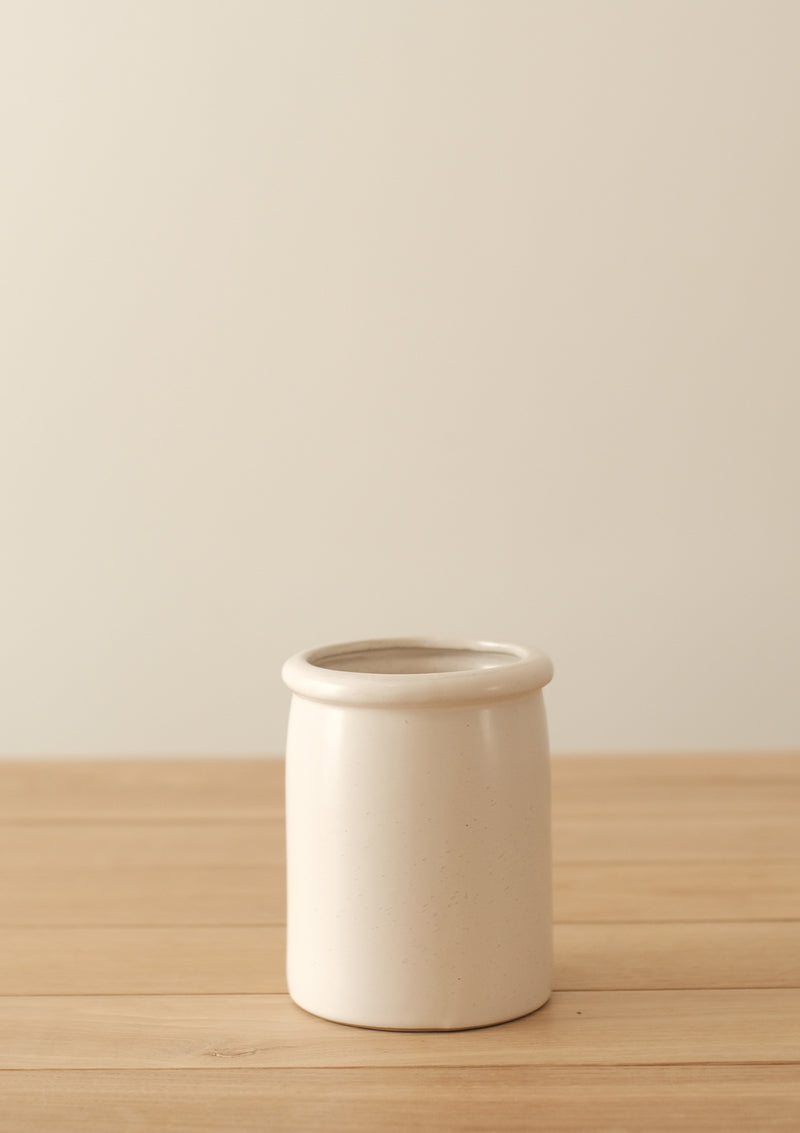 The Ansel Jar has a cream colour with a light speckled look.